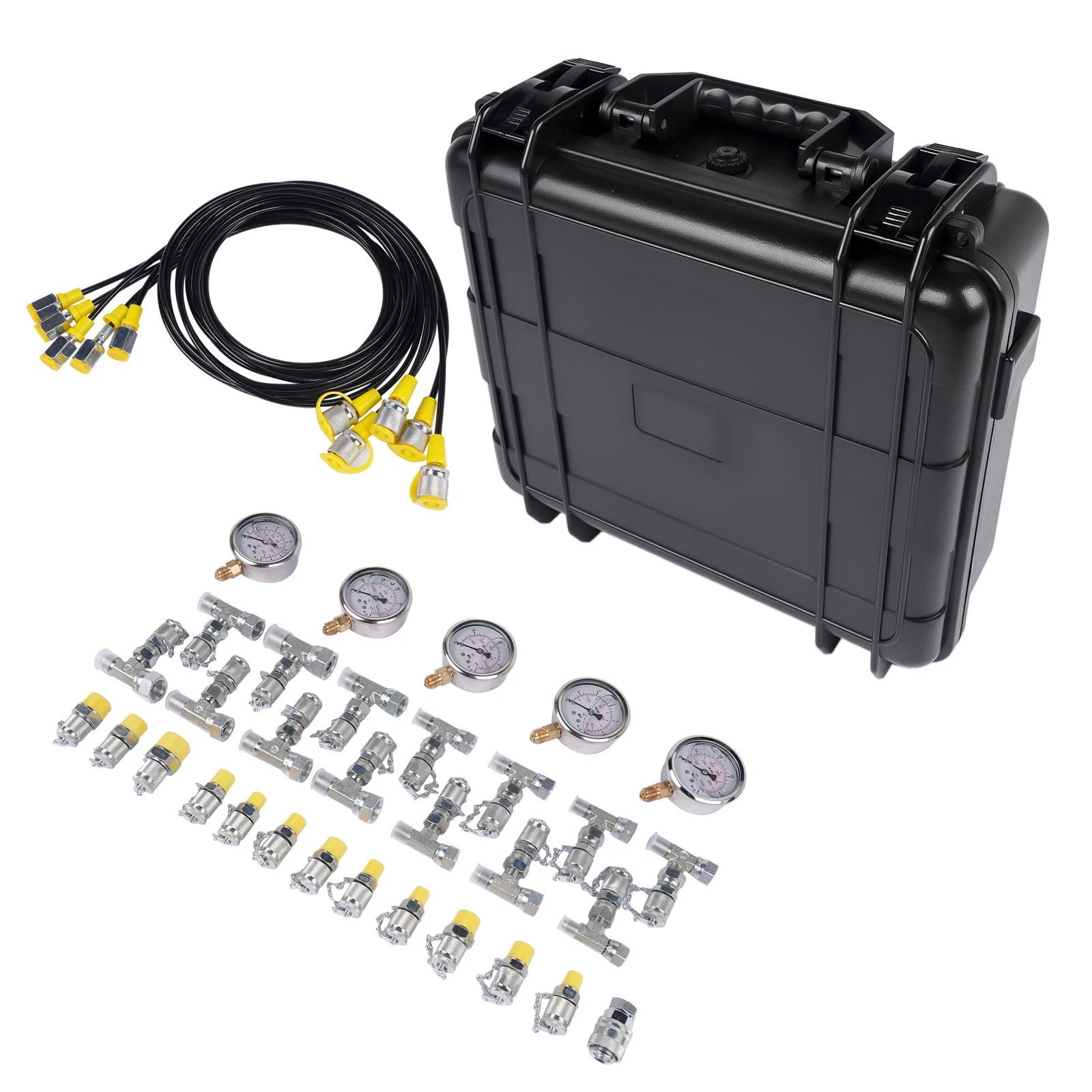 Hydraulic Pressure Test Kit for Automotive (5 Gauges, 5 Hoses, 13 Couplings, 14 Tee Connectors)