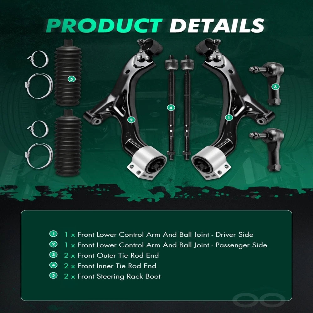 10Pcs Tie Rod Ends for Hyundai Elantra Kia Forte Koup (2007–2013)