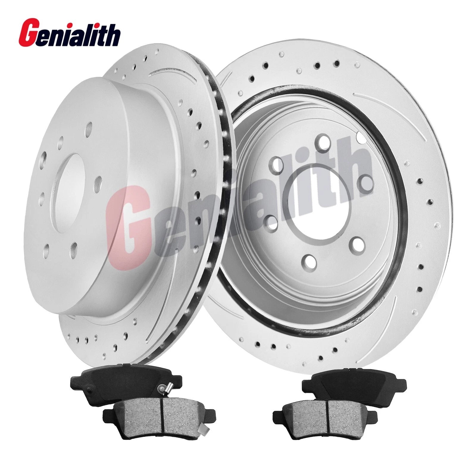 Set of 2 Rear Coated Brake Rotors & Pads for Suzuki Equator (2009–2012)
