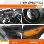 Chrome Amber LED DRL Projector Headlight Left for Nissan Maxima (2016–2018)