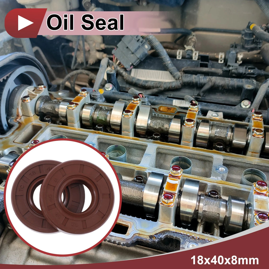 Set of 2 Oil Seal Rotary Shaft Seal FKM Rubber 18x40x8mm