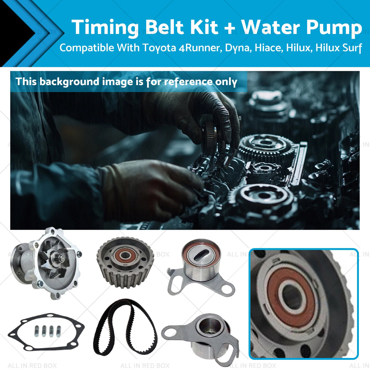Timing Belt Kit + Water Pump for Toyota Hilux LN86R LN106R LN111R (1988–1997)