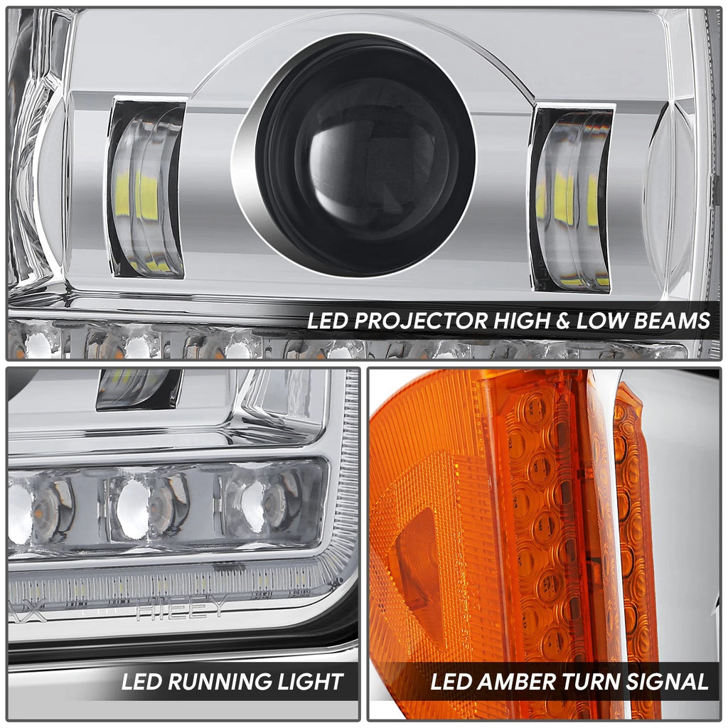 Chrome Clear Projector LED Sequential Headlights for Peterbilt 359 379 389 (1981–2021)