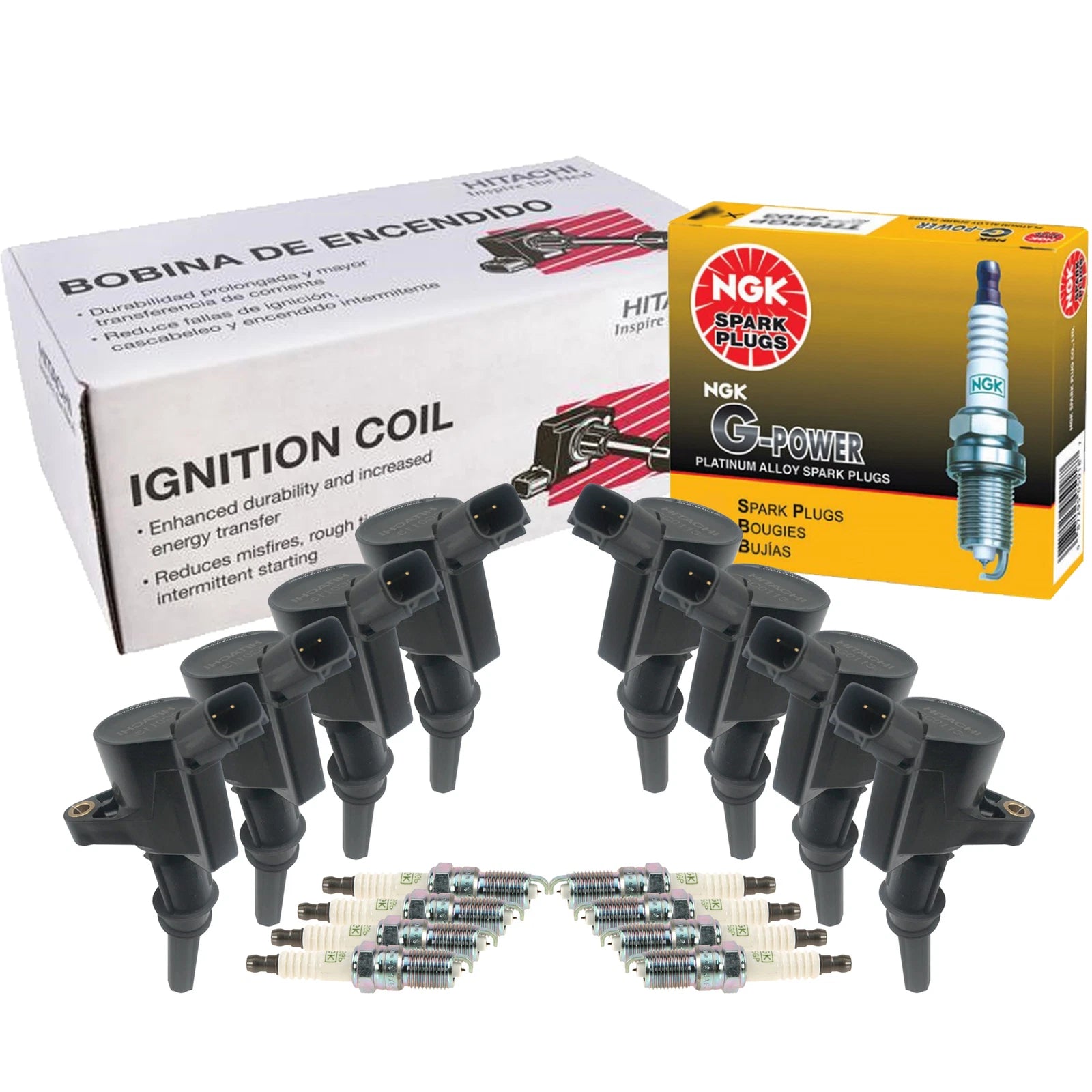 Set of 8 Ignition Coils & Spark Plugs for Ford Lincoln 4.6 V8 (1996–2008)