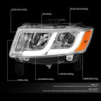 LED DRL Projector Headlight for Jeep Grand Cherokee (2014–2016) Chrome Amber