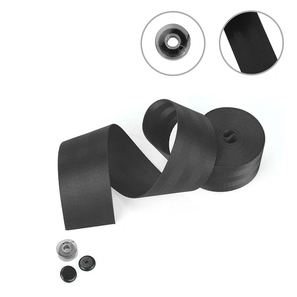 Set of 2 Retractable 3-Point Nylon Racing Seat Belts for Auto