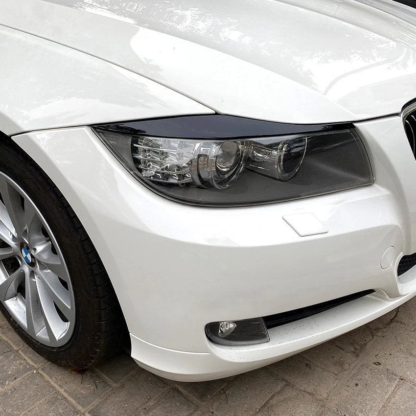 Black Headlight Eye Lids Covers for BMW E90 E91 3-Series (2005–2012)