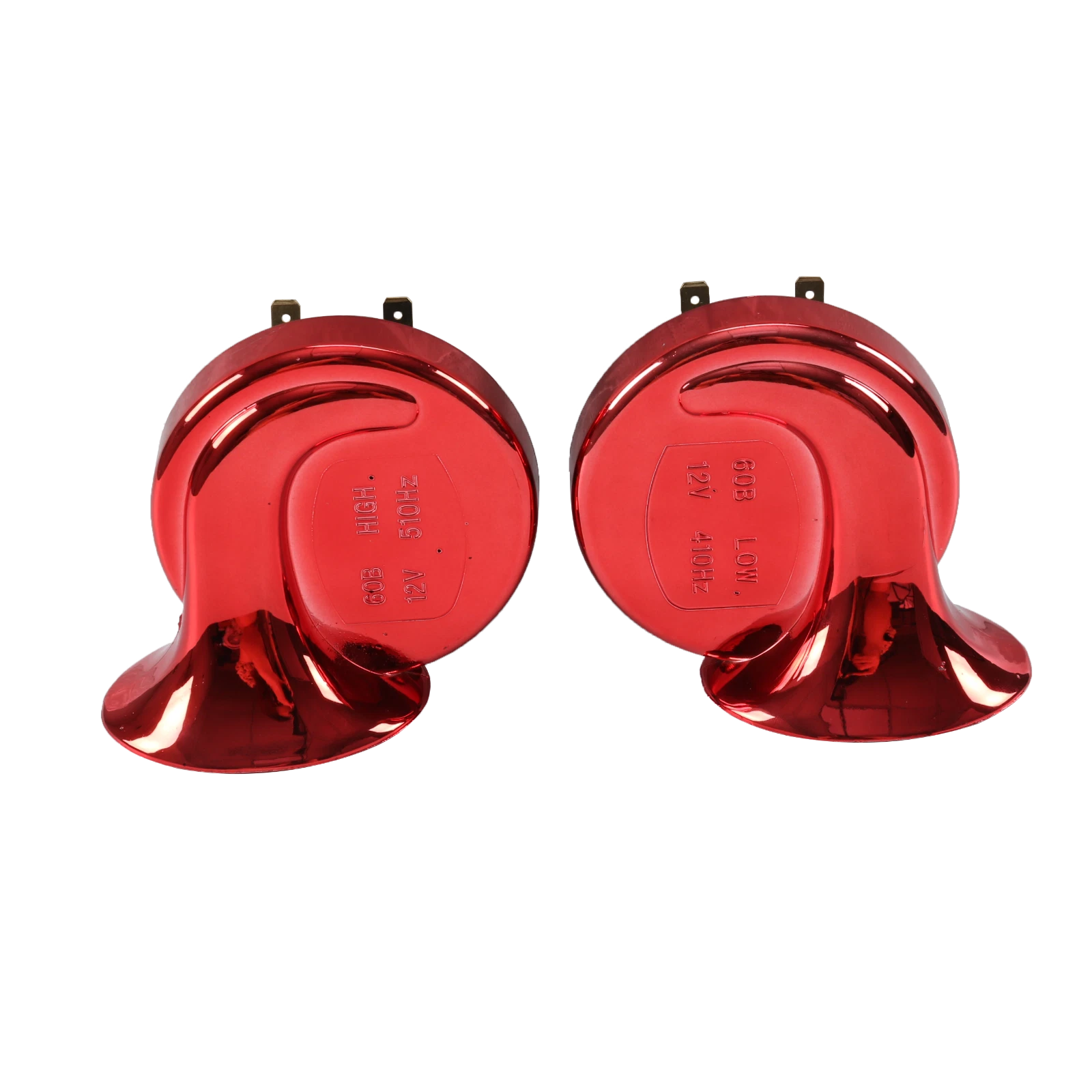 Pair Red Waterproof Car Horns for Universal Fit (12V)