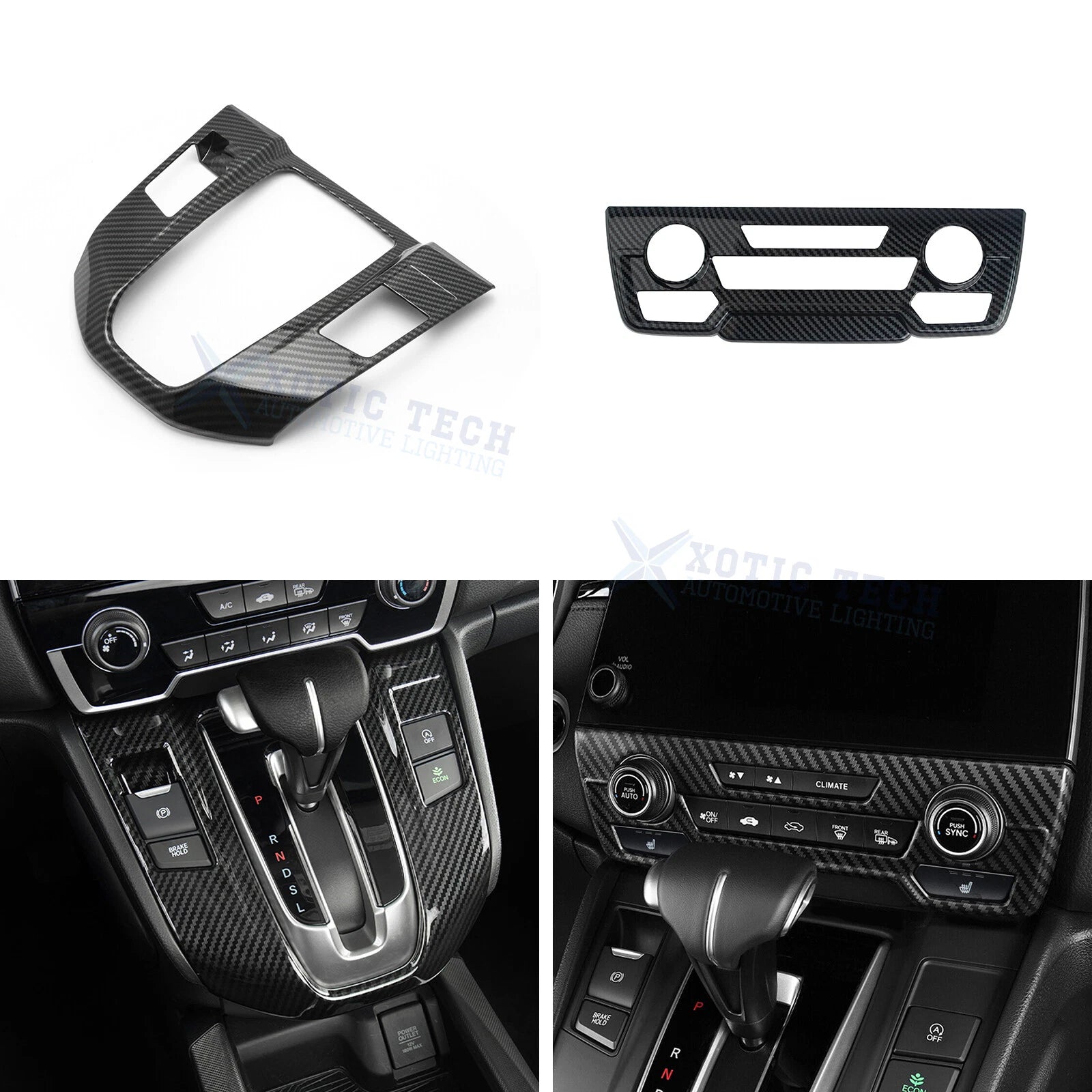 Carbon Fiber Look Gear Shift Console CD Panel Trim for Honda CR-V (2017–2022)
