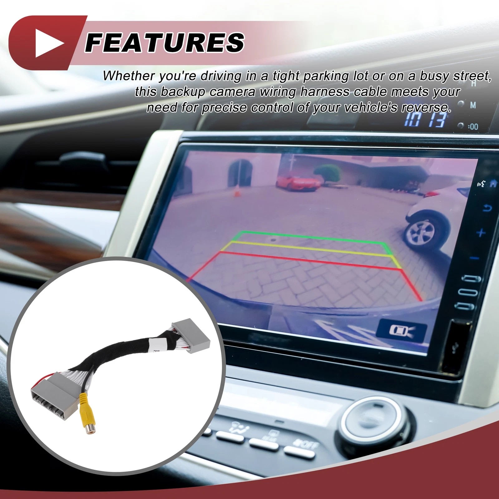 Rear View Camera Adapter Wire Harness Cable for Honda CRV (2012–2017) RCA 27 Pin