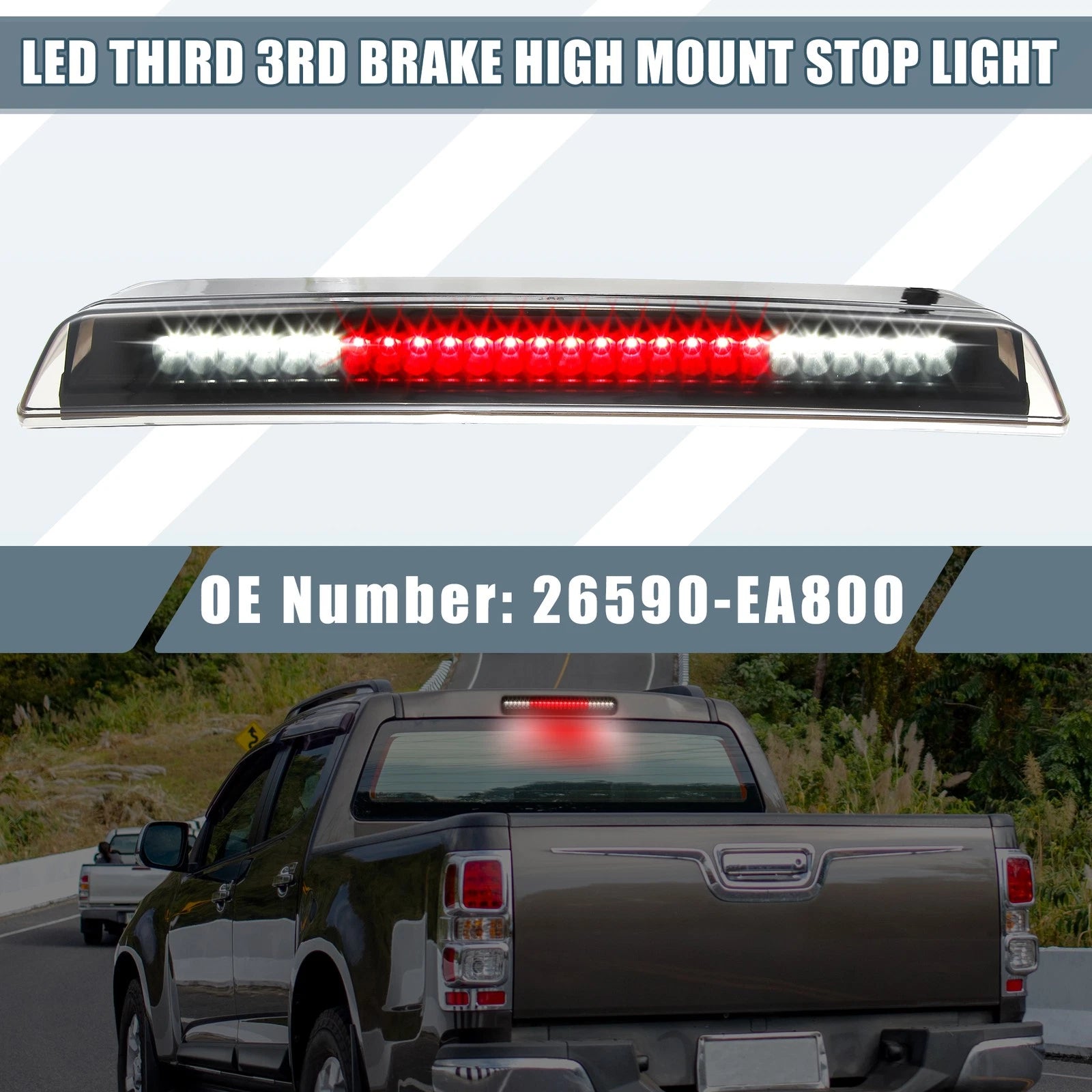 High Mount Stop Light 26590-EA800 for Nissan Titan (2004–2015) Black Smoked Lens