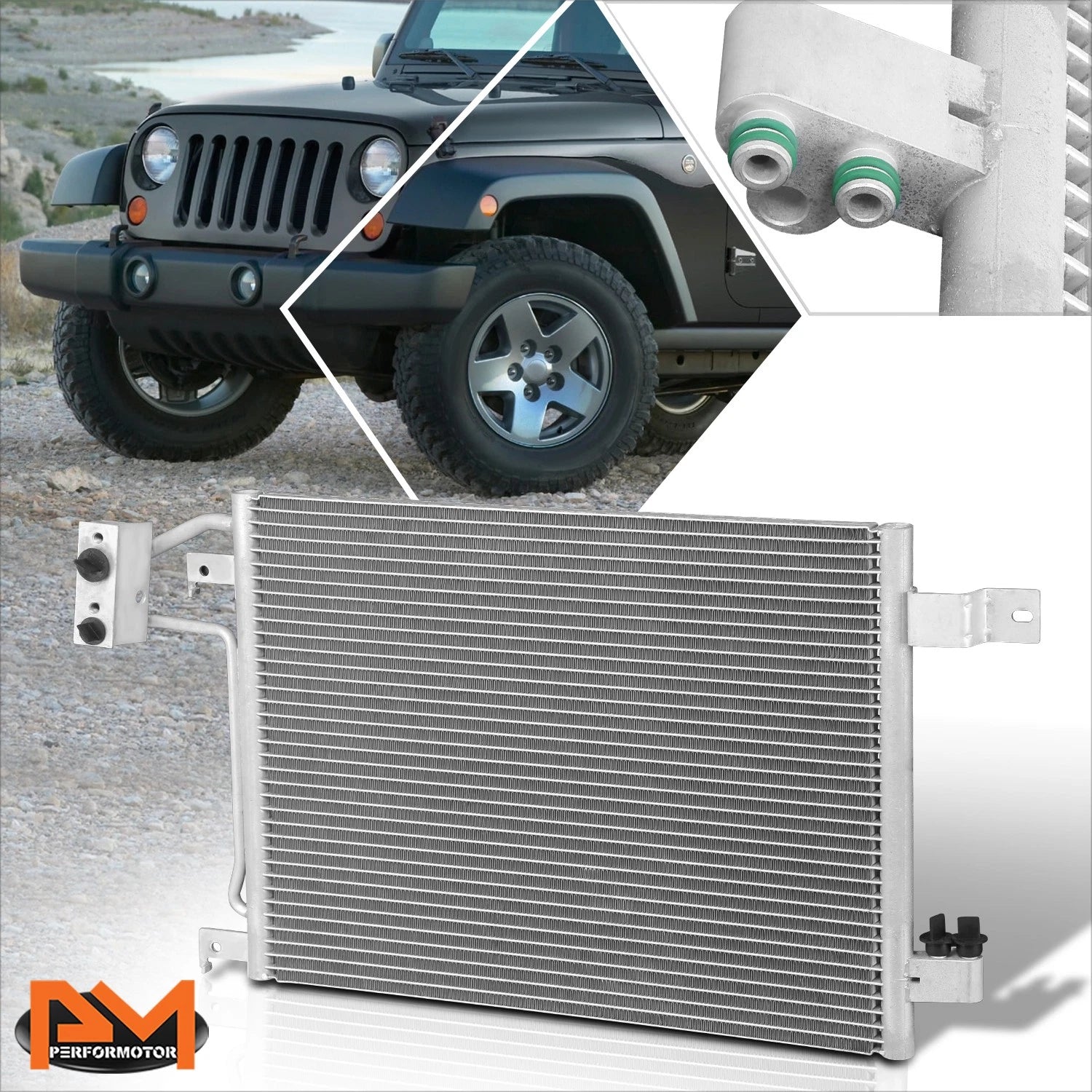 A/C Condenser for Jeep Wrangler (2007–2011) OE Style Aluminum Core