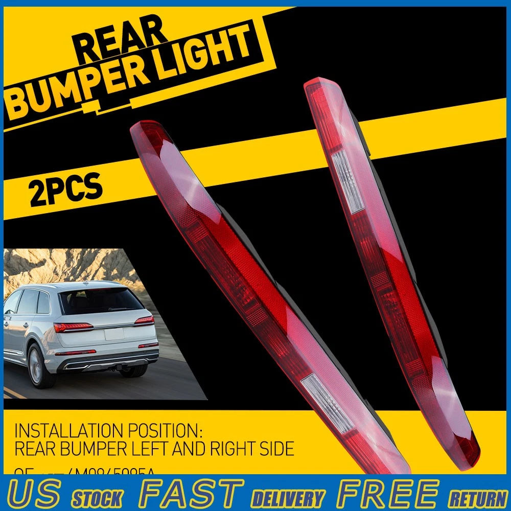 2X Red Lens Rear Side Bumper Brake Tail Light for Audi Q7 (2016–2020)