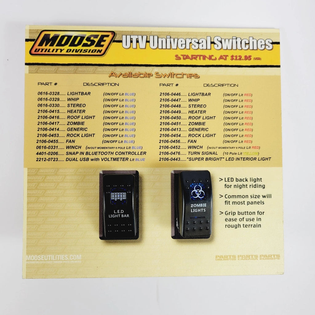Rocker Switch for Moose Utility Zombie Light & LED Light Bar (2106-0417, 2106-0446)