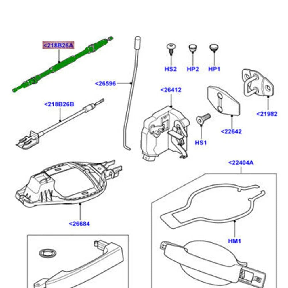Rear External Door Release Control Cable for Land Rover Range Rover (2003-2012)