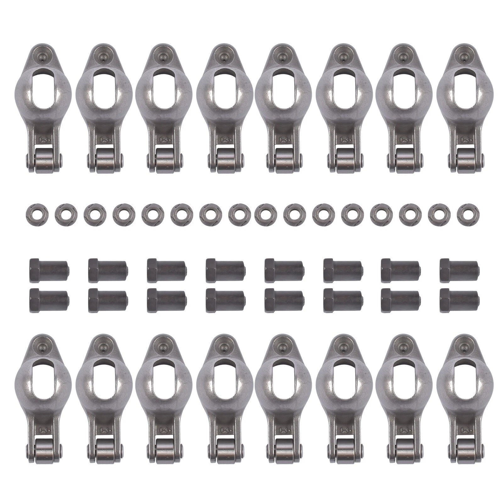 16Pcs Rocker Arms Set for Small Block Chevy SBC (262–400) Roller Tip