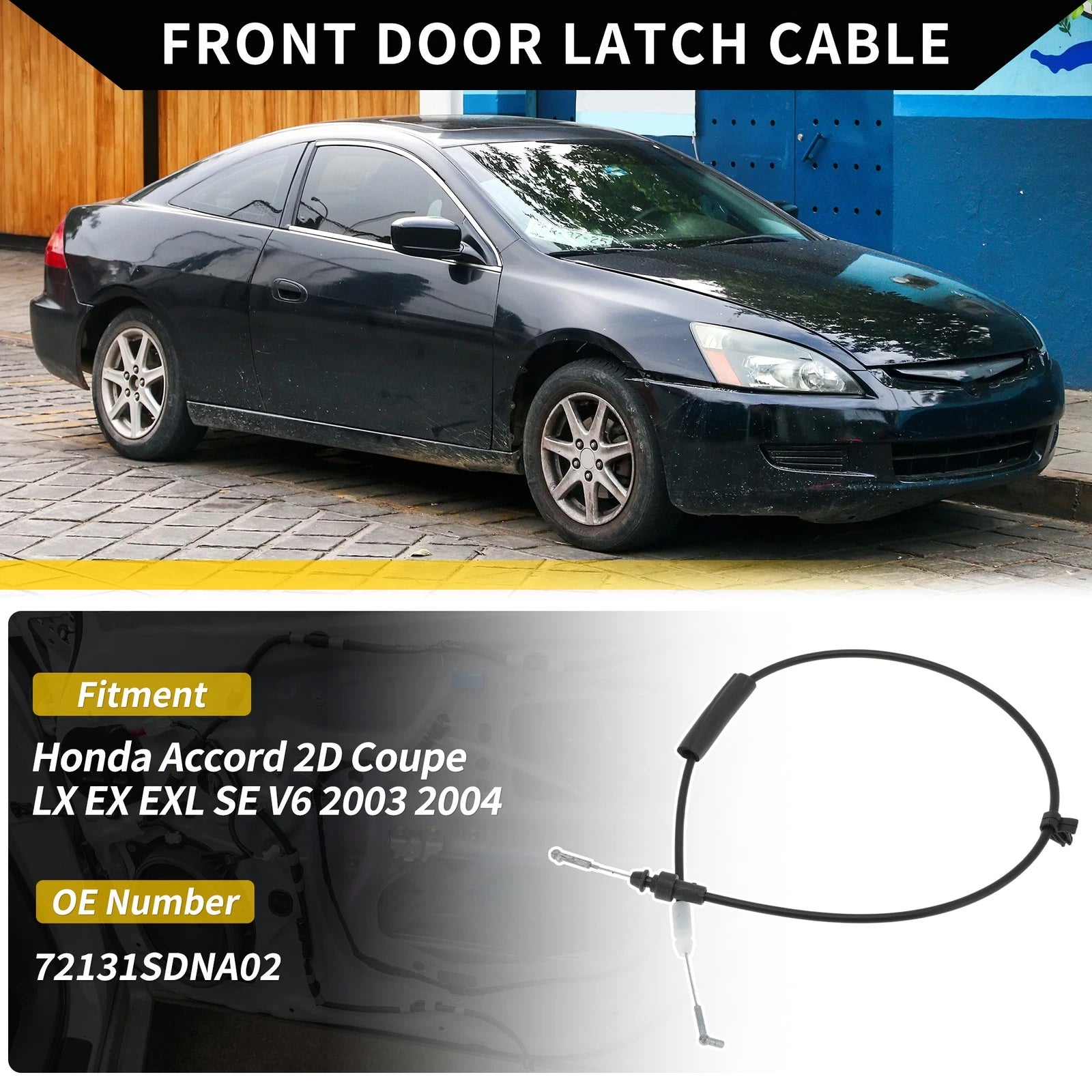 Interior Front Right Door Handle Cable for Honda Accord (2003–2004) No.72131SDNA02