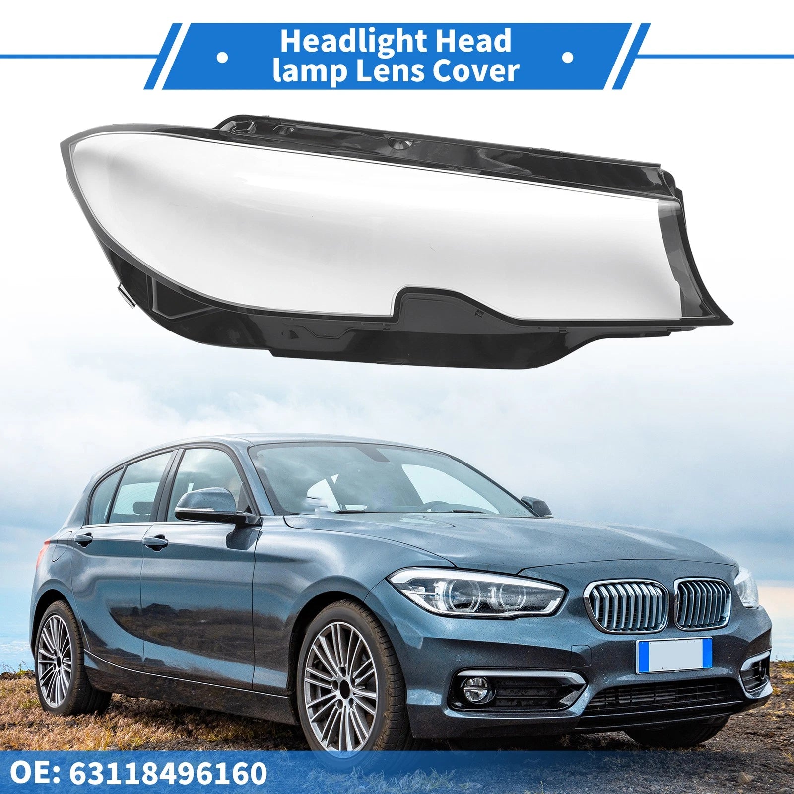 1 Pc Headlight Lens Cover for BMW 330i (2019–2021) No. 63118496160