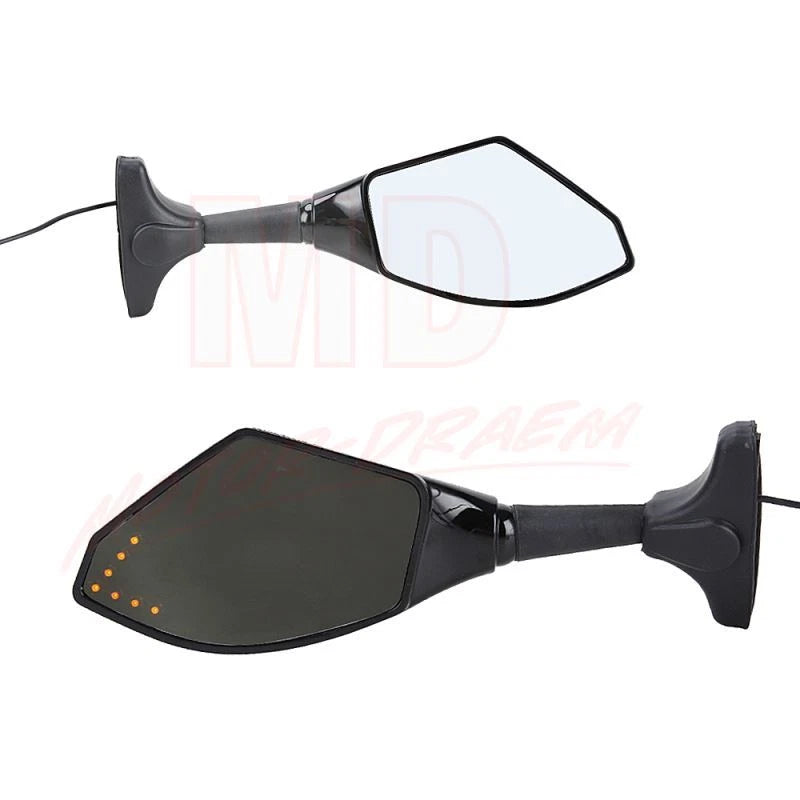 Motorcycle Rearview Side Mirrors with LED Turn Signals for Yamaha YZF R1 R6 (2000–2023)