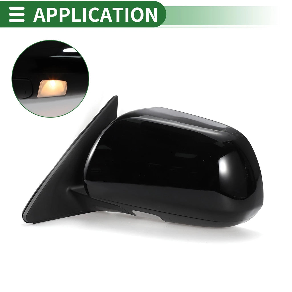 Left Side Door Mirror for Toyota Highlander (2008–2013) Manual Folding Gloss Black