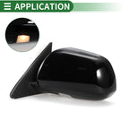 Left Side Door Mirror for Toyota Highlander (2008–2013) Manual Folding Gloss Black