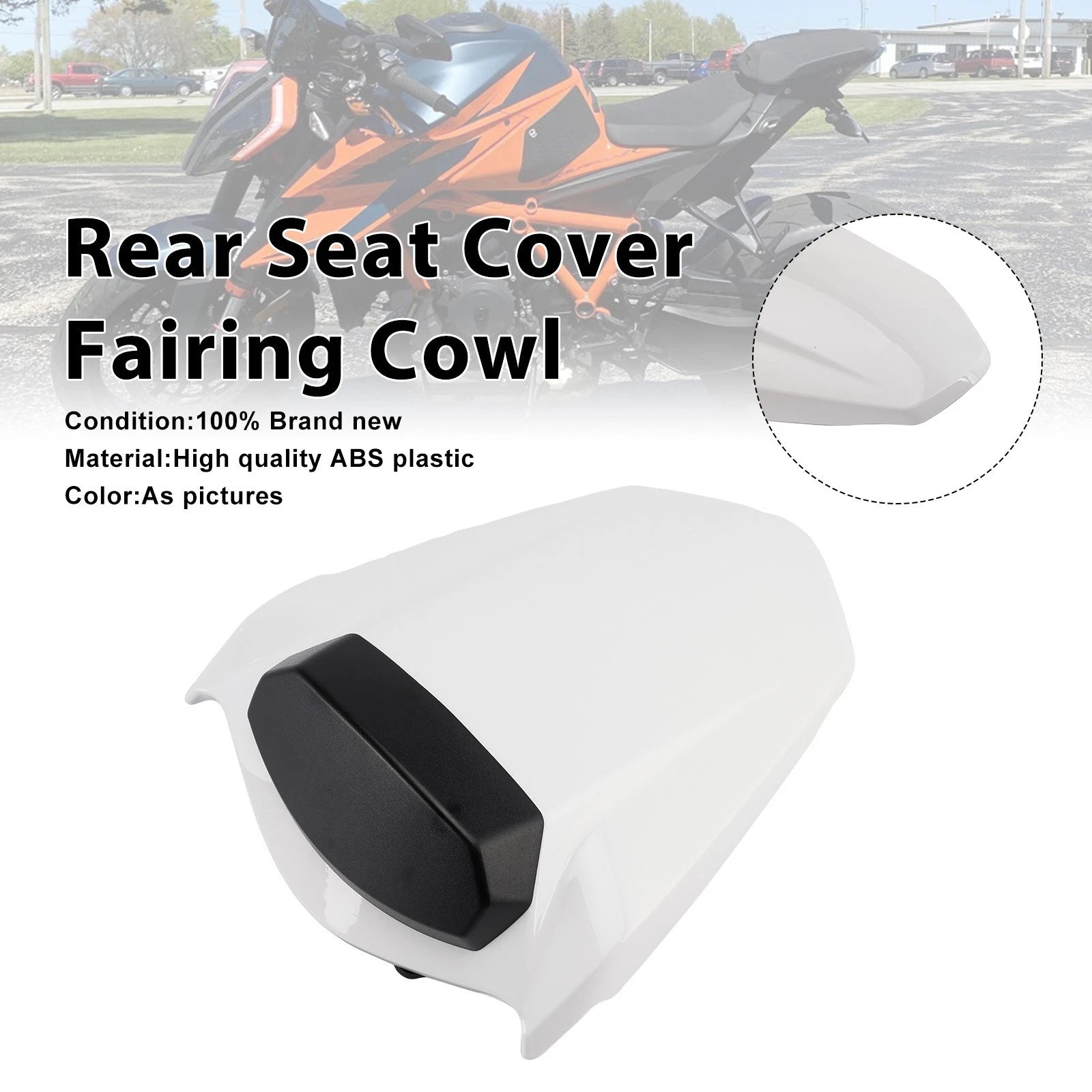 Rear Pillion Seat Cover Fairing Cowl for 1290 Super Duke R (2014–2019) White