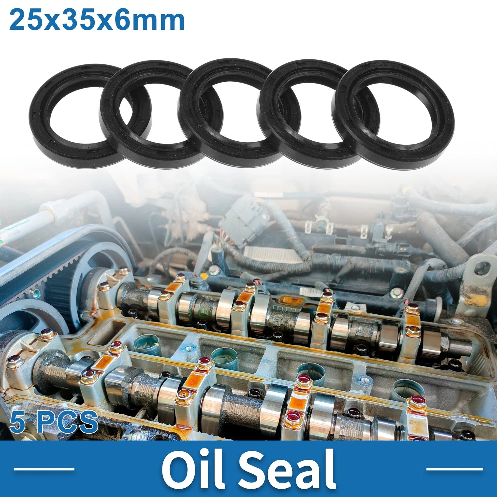 Set of 5 Oil Seal Rotary Shaft Seal for Various Models (25x35x6mm)