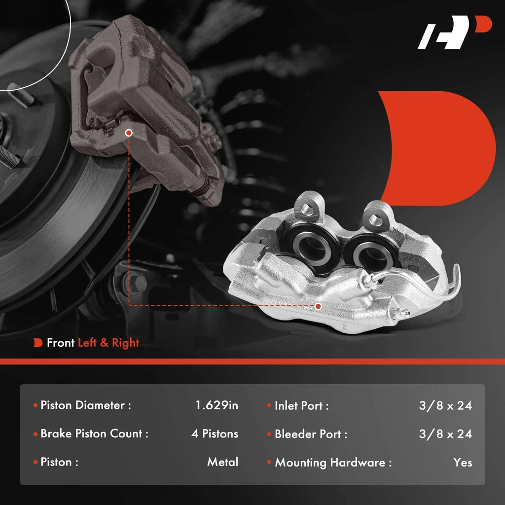 2X Front Brake Calipers with 4 Pistons for Ford Mustang (1965–1966)
