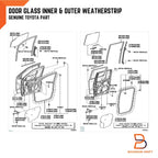 4DR Weatherstrip Inner Outer Glass Door Seal for Toyota Hilux Ute (05-14)