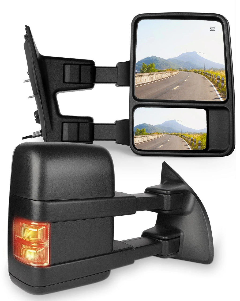 Pair Power Heated Turn Signal Towing Mirrors for Ford F250-F550 (2008–2016)