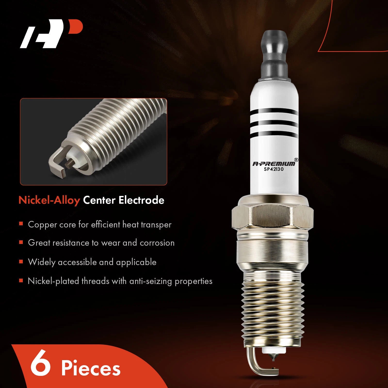 Set of 6 Iridium Platinum Spark Plugs for Chevy Malibu (2006–2010)