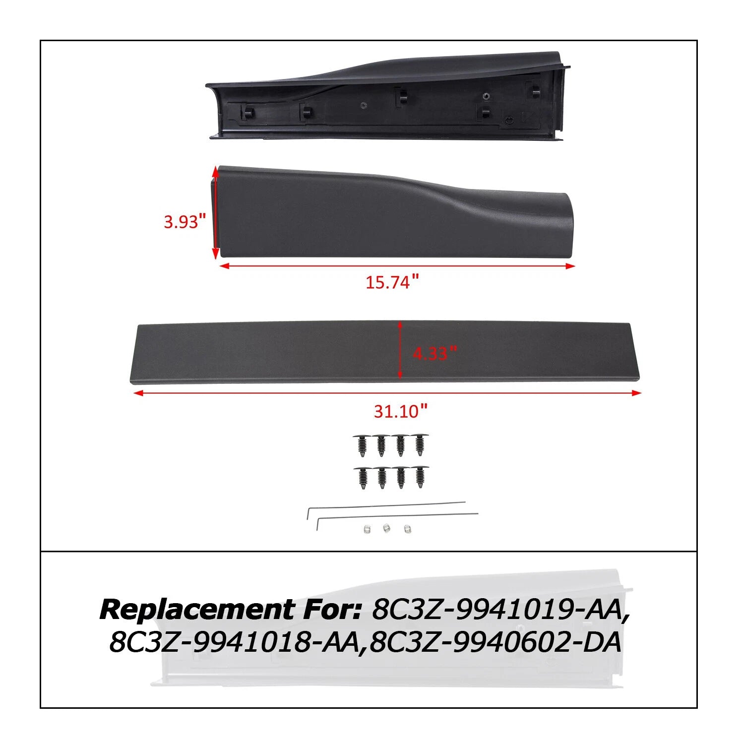 Flexible Tailgate Trim Cap Molding for Ford F250 F350 Super Duty (2008–2016)