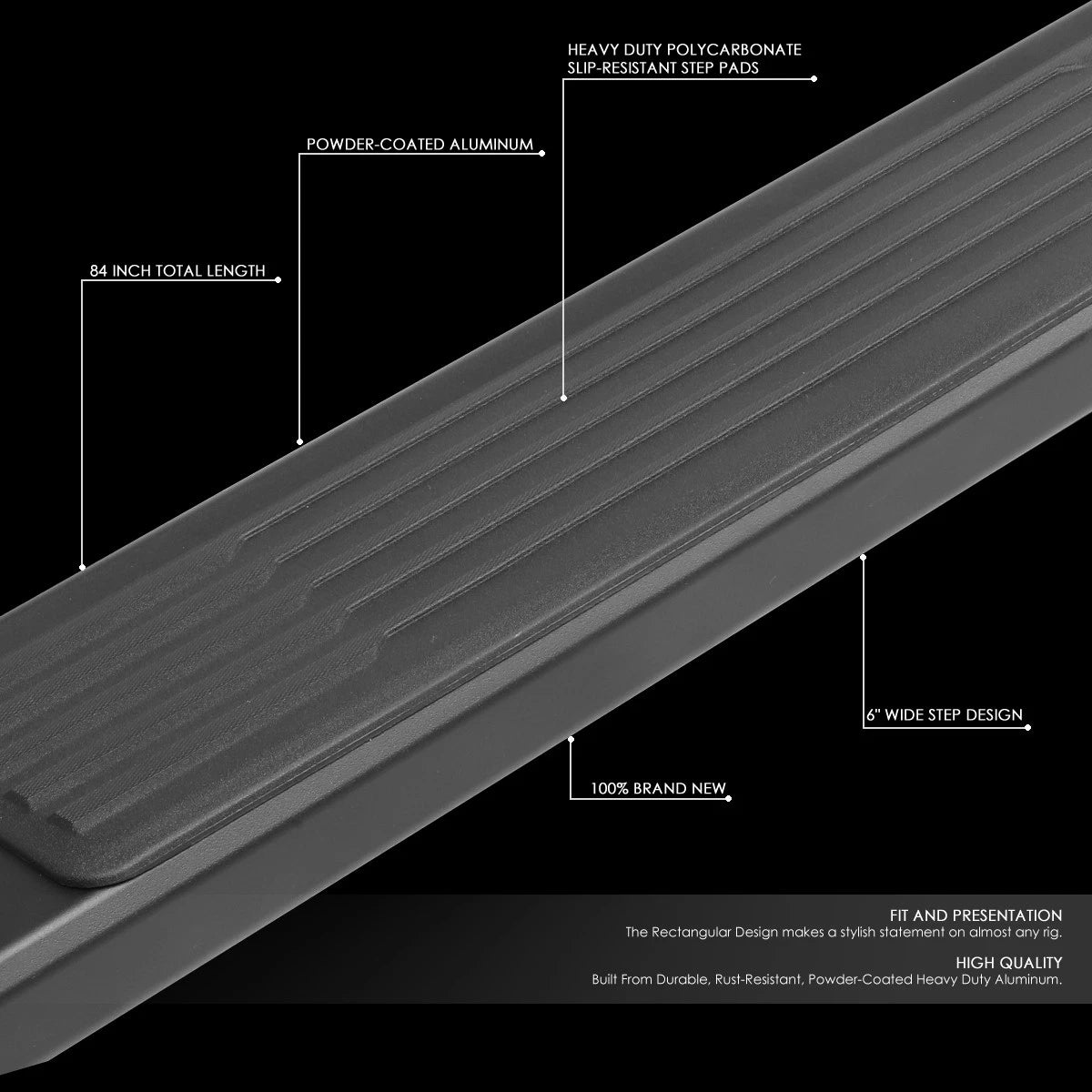 Pair of 6" Aluminum Side Step Bars for Silverado Sierra Crew Cab (2017–2019)
