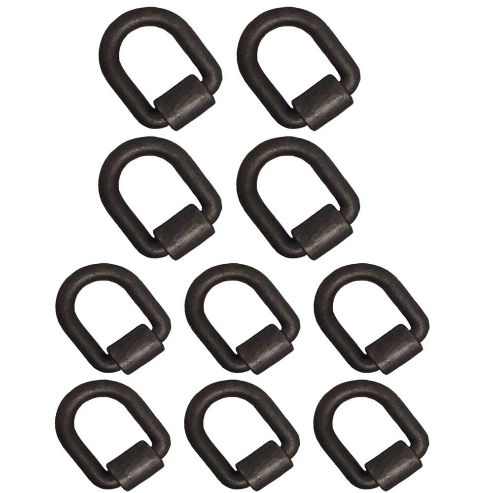 Set of 10 Weld-On Forged 1" D-Ring Tie Down Hooks for Truck Trailer Recovery