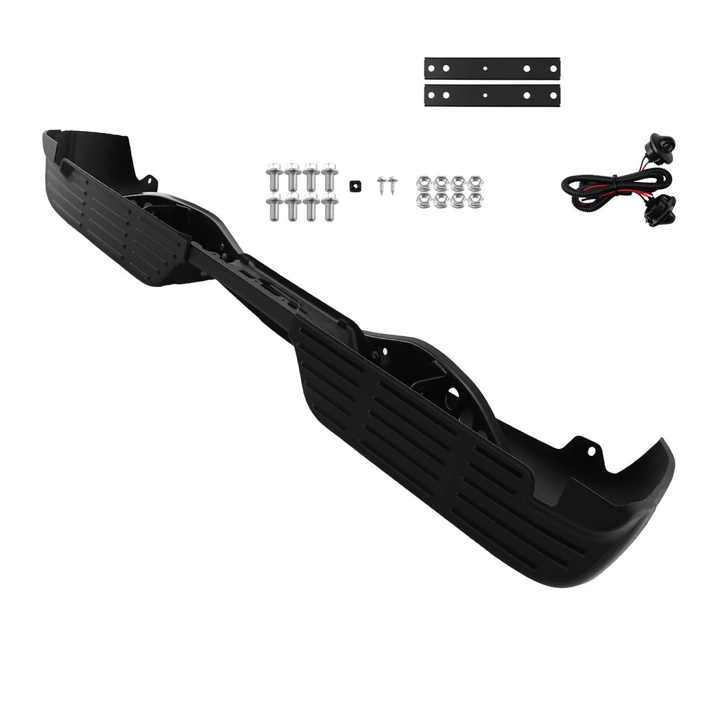 Black Step Bumper for Ford F-250 F-350 (1999–2007) FO1101121, Rear, Sensor Holes