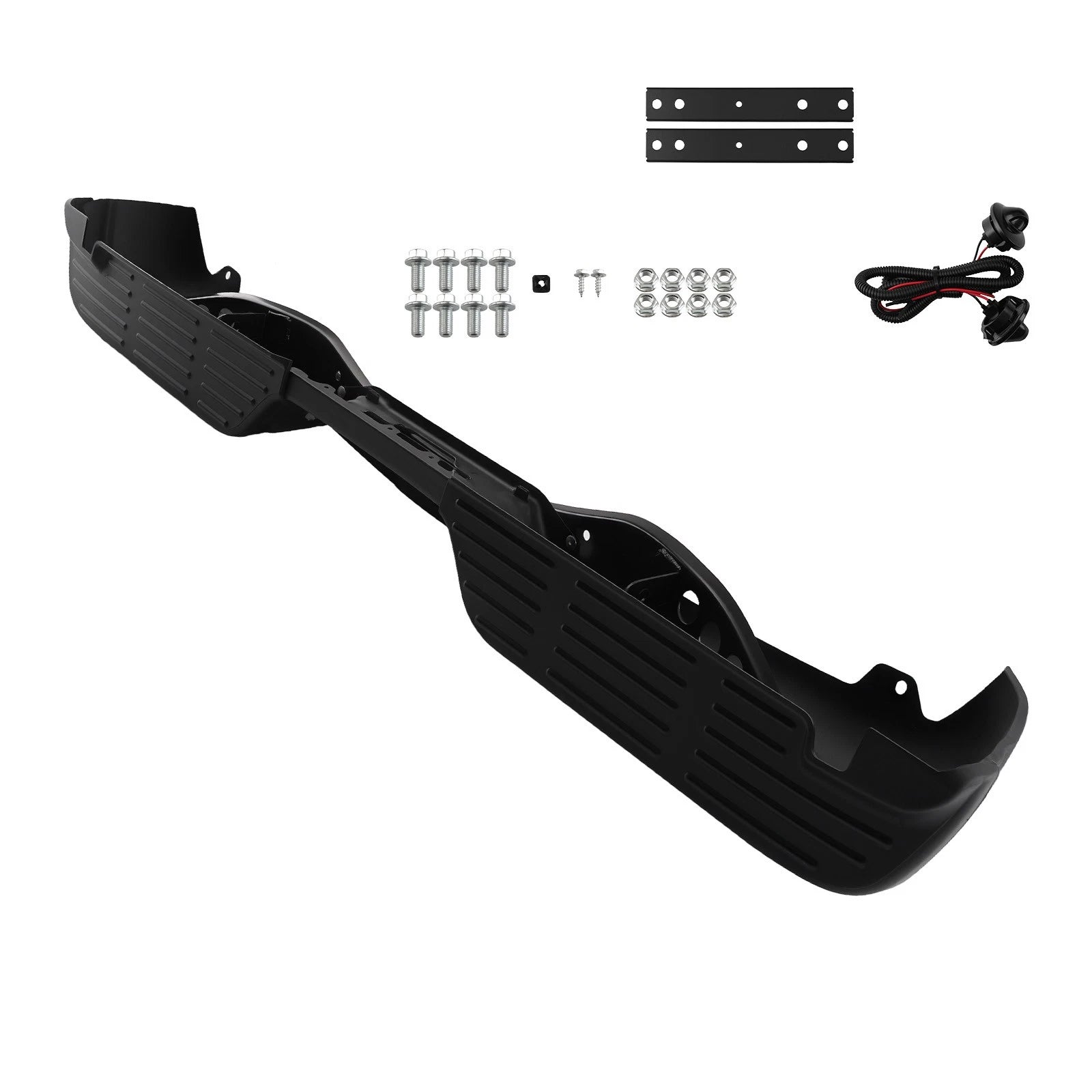 Black Step Bumper for Ford F-250 F-350 (1999–2007) FO1101121, Rear, Sensor Holes