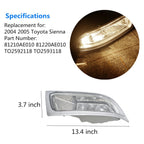2X Front Bumper Fog Lights for Toyota Sienna (2004–2005)