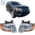 Set of 2 Chrome Halogen Headlights for Ford Expedition (2015–2017)