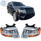 Set of 2 Chrome Halogen Headlights for Ford Expedition (2015–2017)