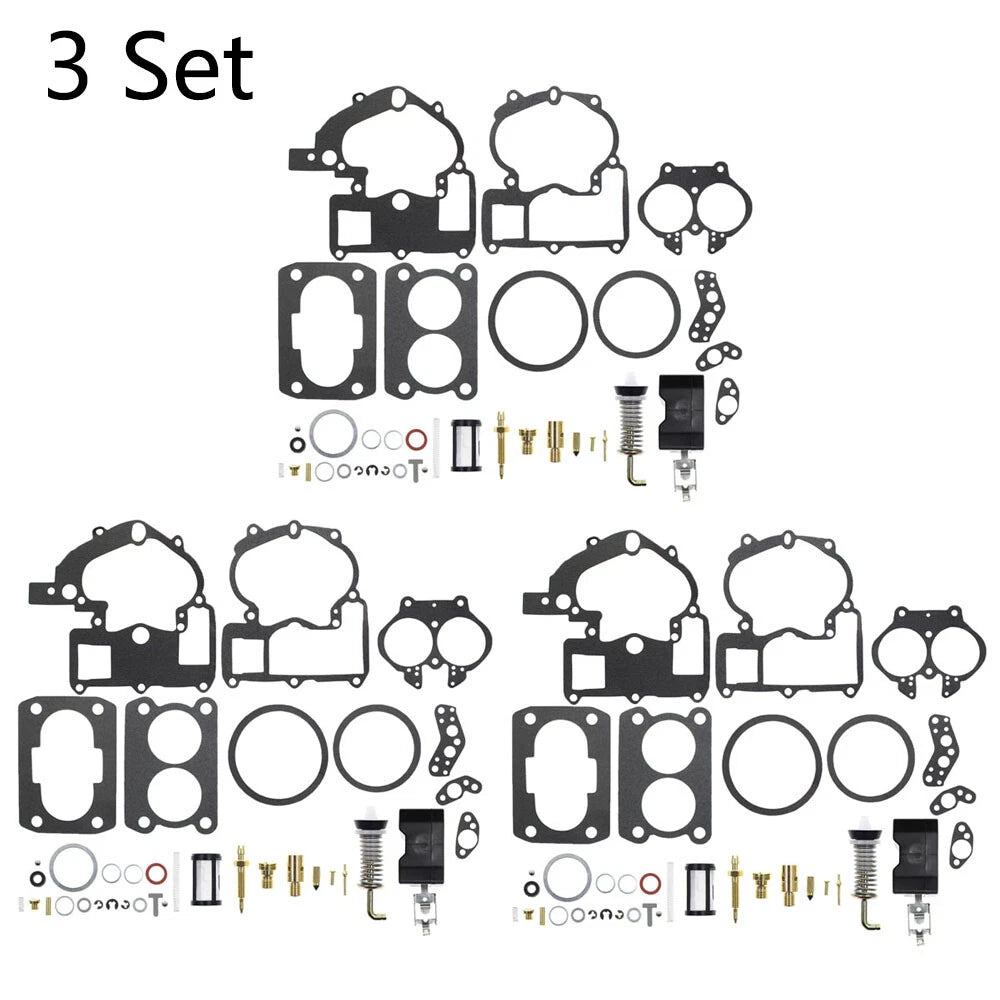 Set of 3 Carburetor Rebuild Kit for Mercruiser 3.0L 4.3L 5.0L 5.7L