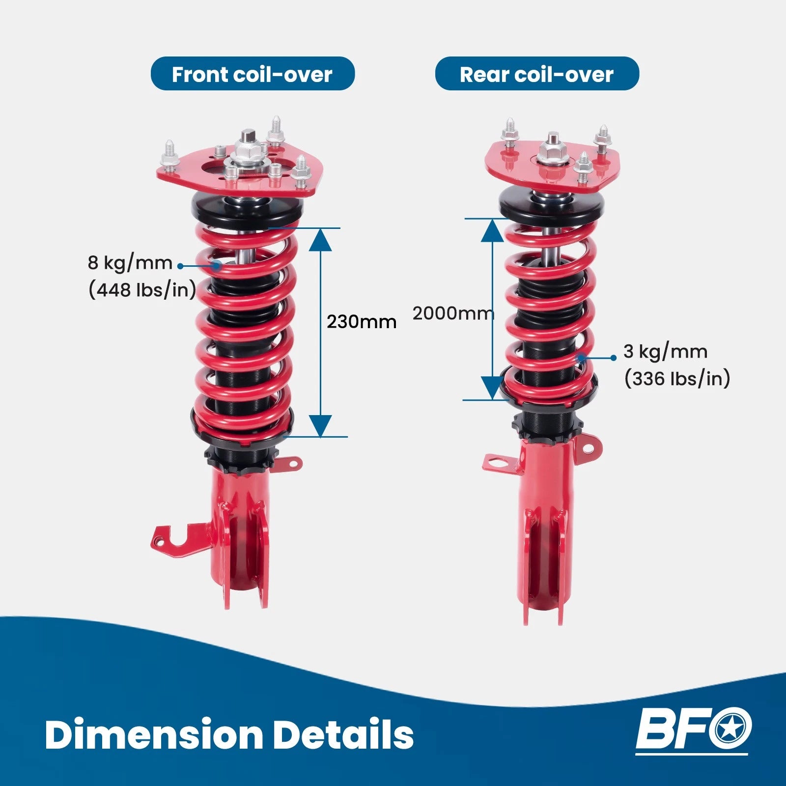 BFO Coilovers for Toyota Corolla E100 AE101 (1988–1999) Adjustable Height