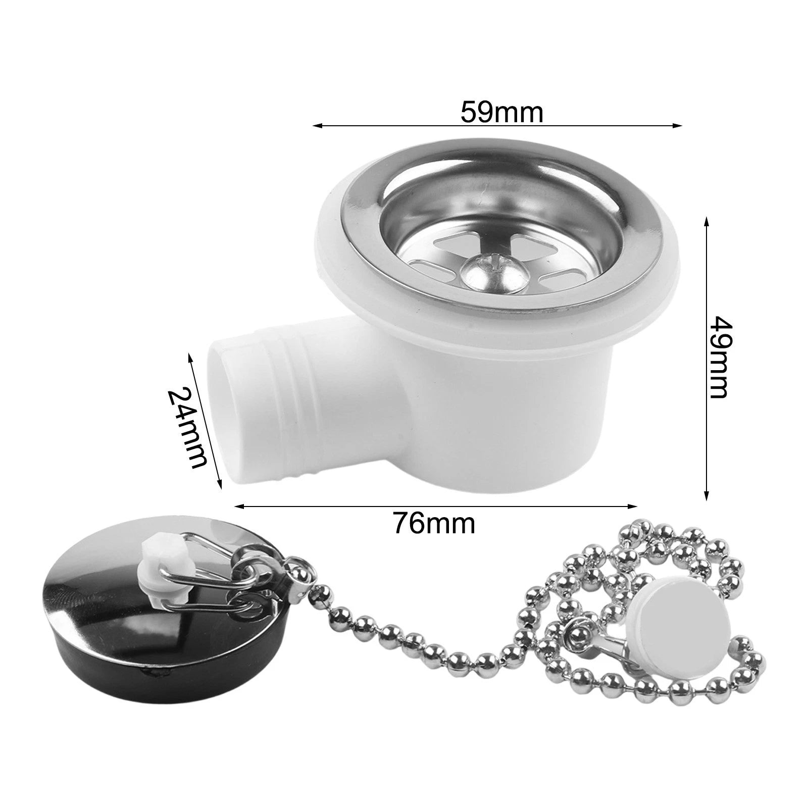 Stainless Steel Sink Waste Drain Hole Fitting for RV Boat Sinks