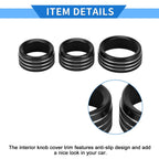 Set of 3 AC Media Tune Switch Knob Cover Rings for Dodge Challenger (2015–2019) Black
