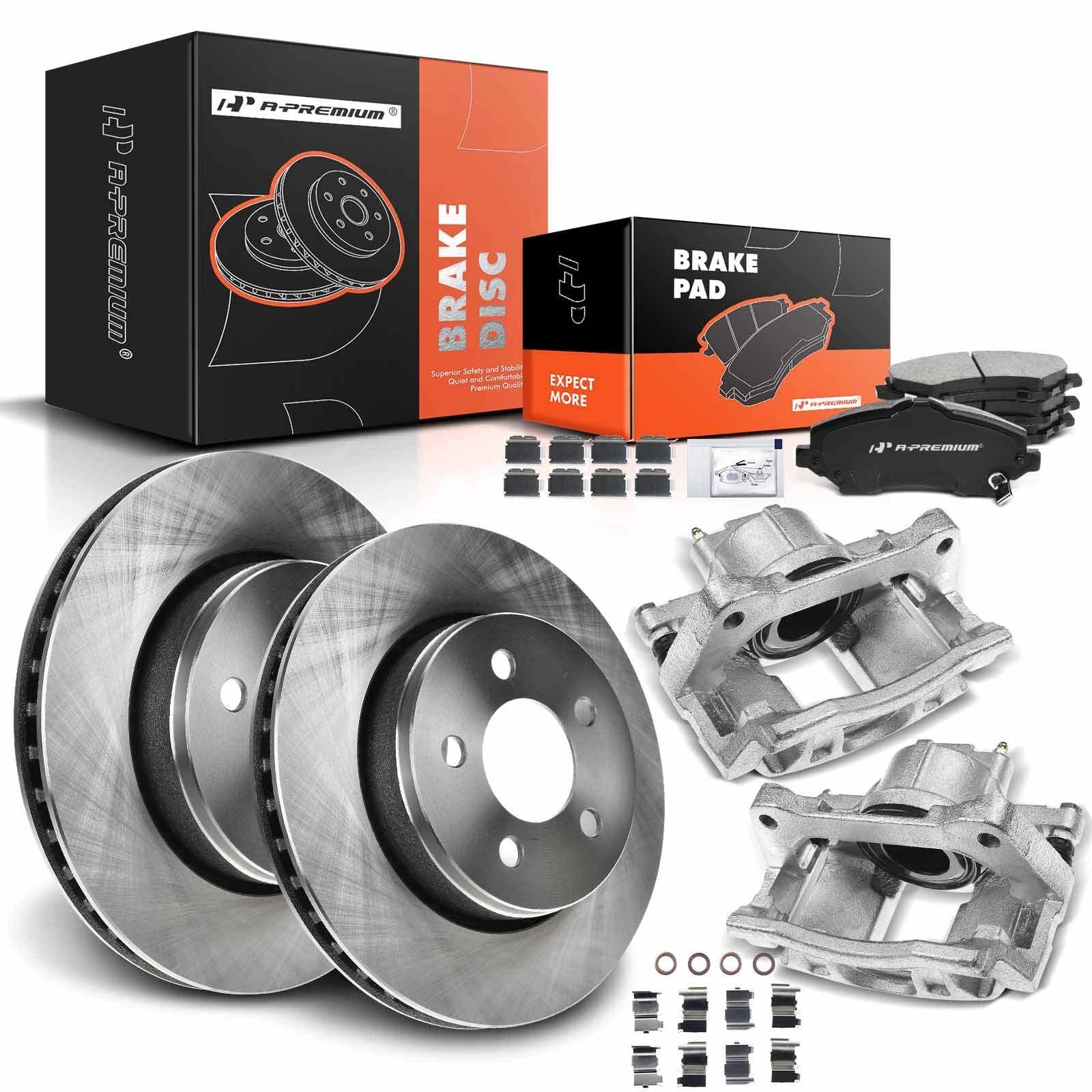 Front Brake Rotors and Pads with Calipers for Jeep Liberty Dodge Nitro (2002–2012)