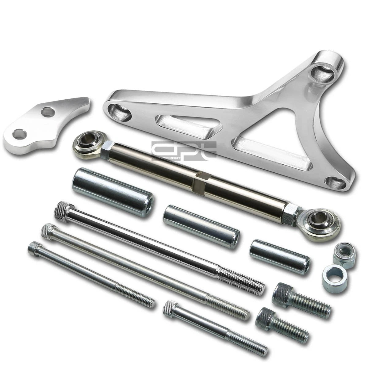 Polished Aluminum Alternator Bracket for Ford 351 5.8L SBF (W Tensioning Rod)