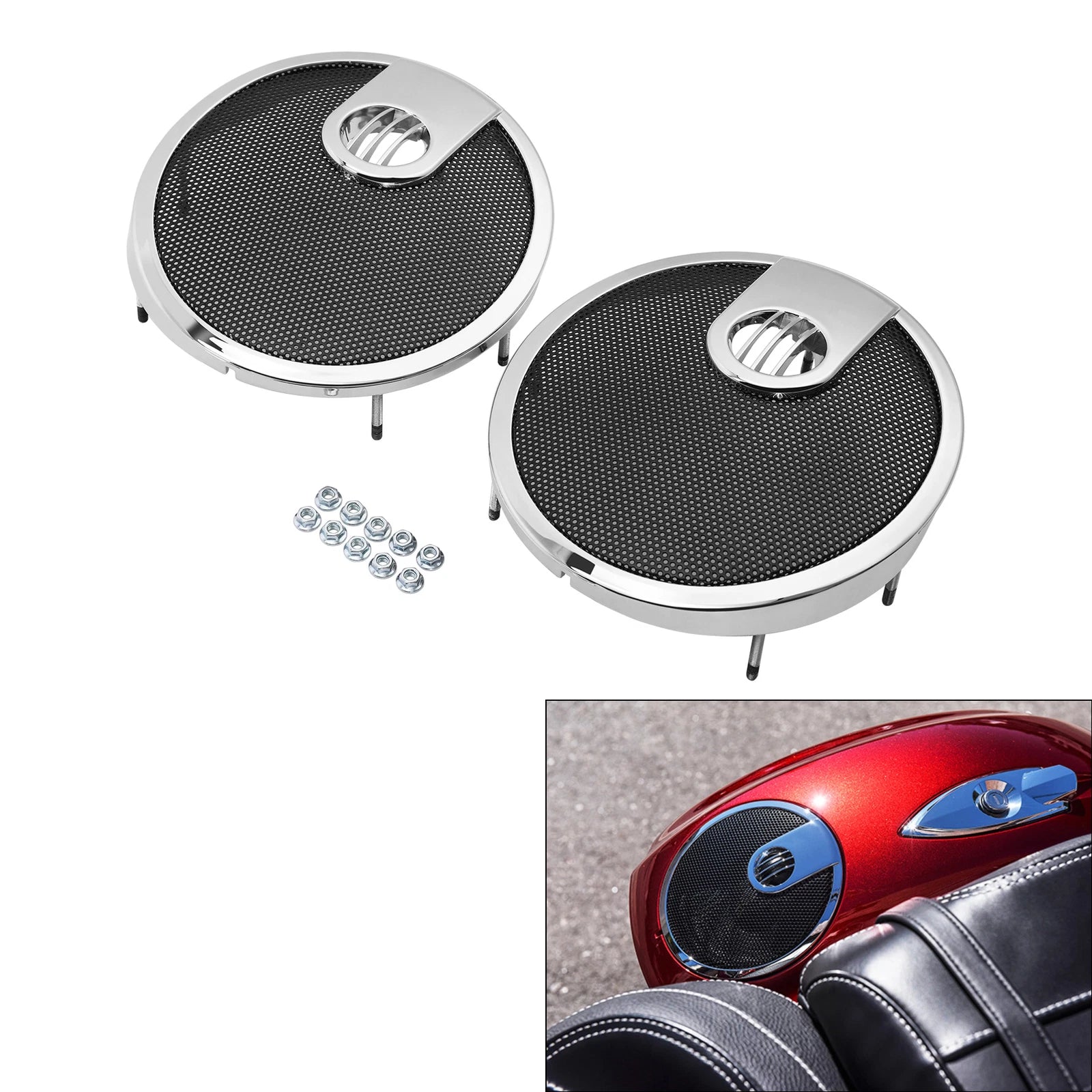6.5" Saddlebag Speaker Grills for Indian Chieftain (2014–2018), Roadmaster (2015–2024)