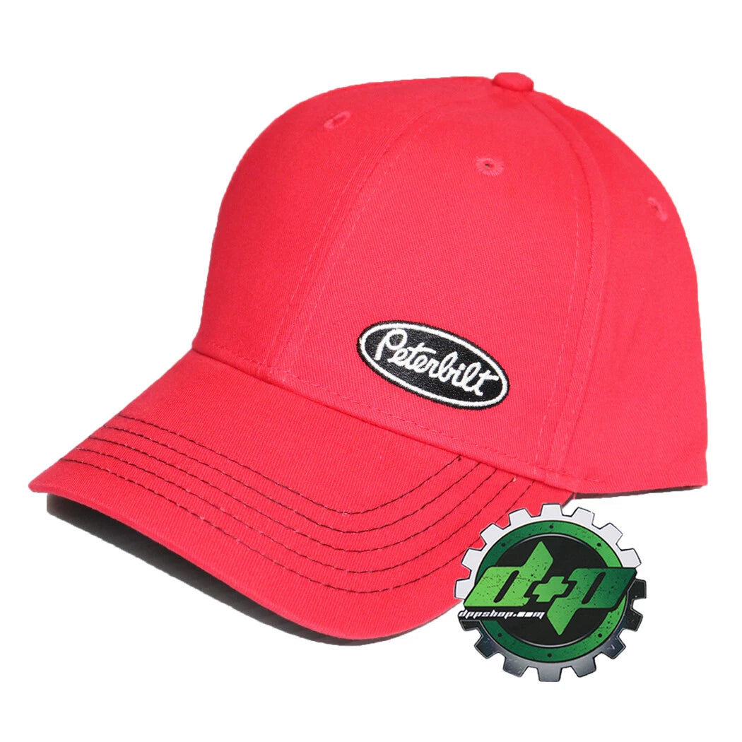 Peterbilt Snapback Hat with Red Side Crown Logo for Peterbilt Trucks (All Years)