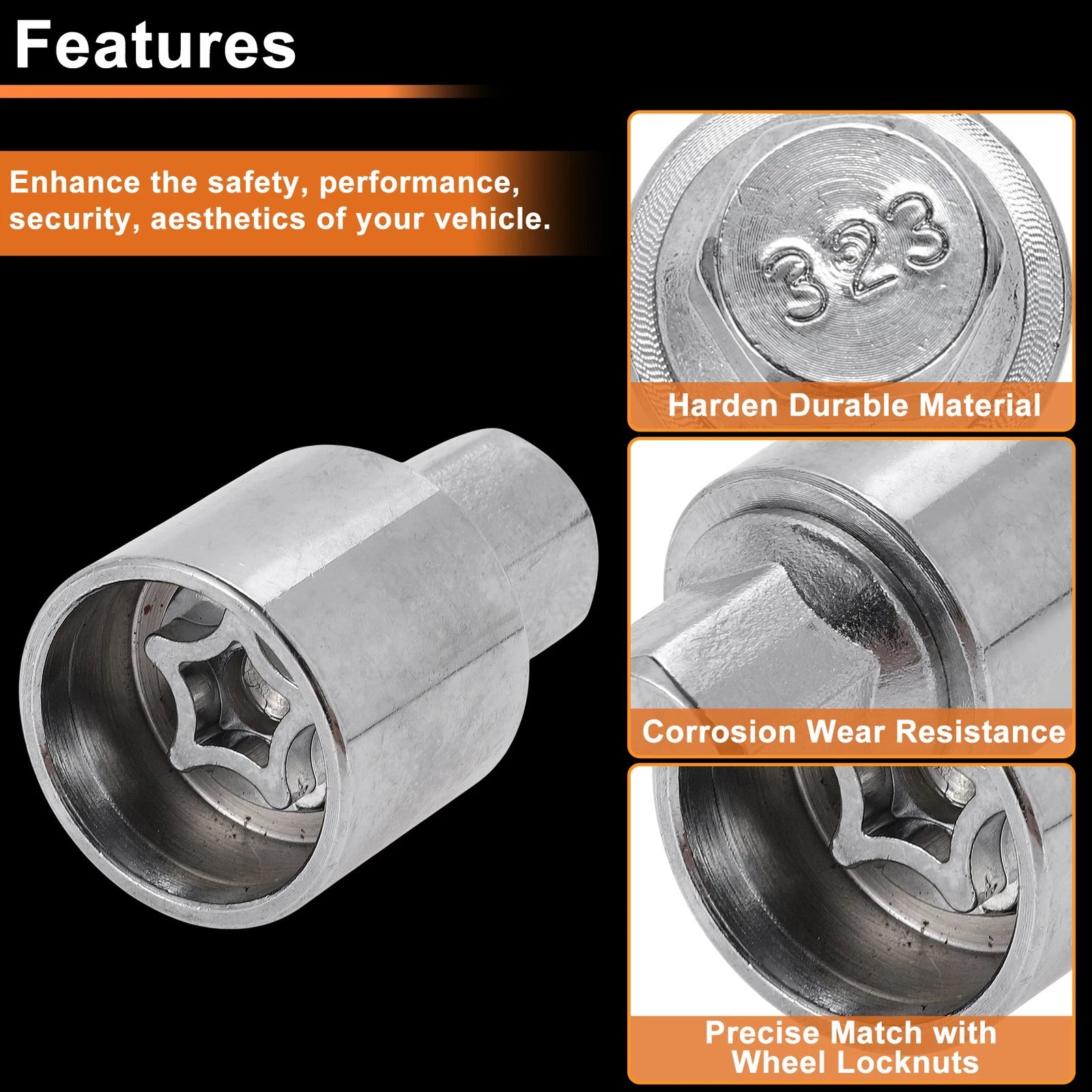323 Wheel Lock Lug Nut for Mercedes-Benz (Locking Nut Key Socket)