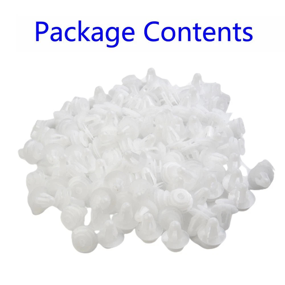 9mm Fixed Clip Car Bumper Rivets for Toyota (100 Pcs) White