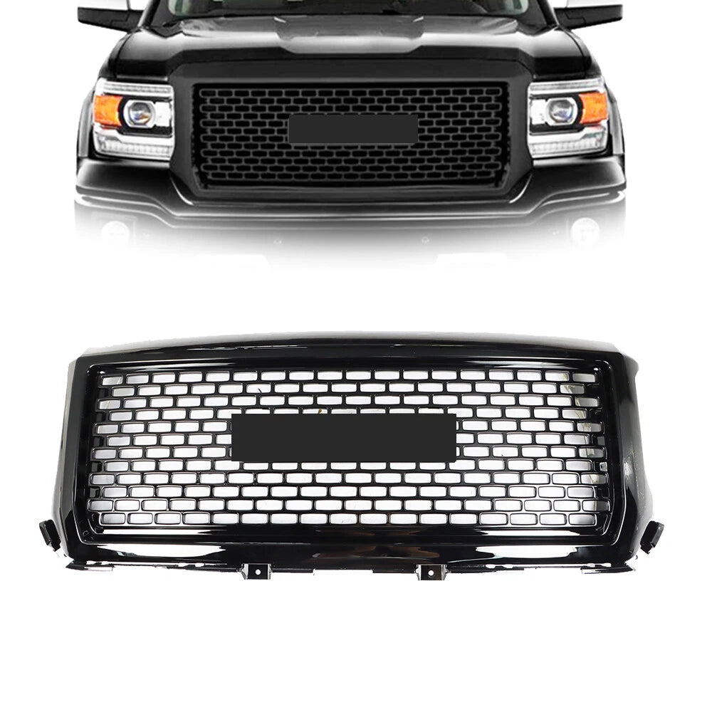 Front Grille Bumper Upper for GMC Sierra 1500 (2014–2015) Honeycomb Black